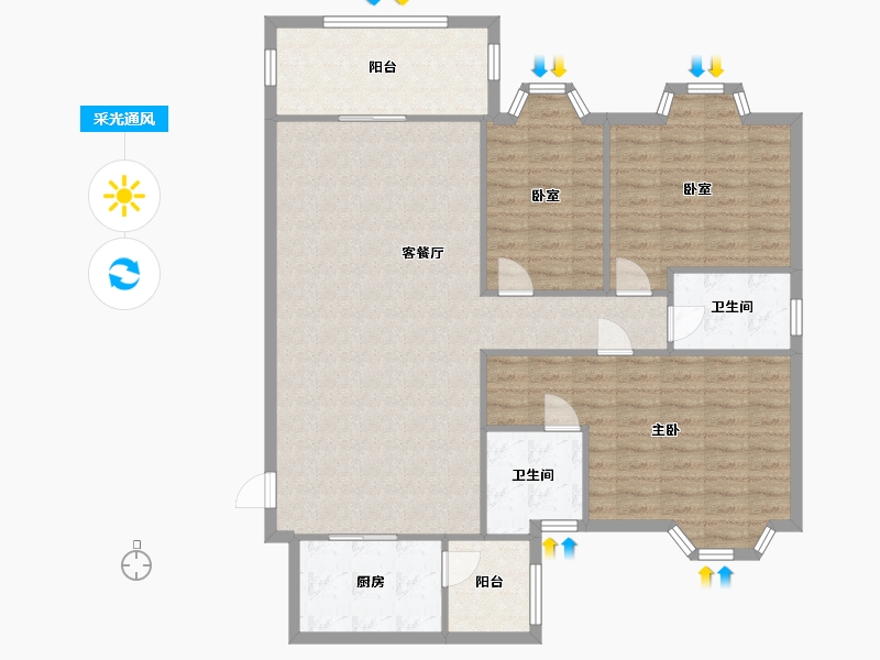 广东省-惠州市-东湖花园六号小区-121.90-户型库-采光通风