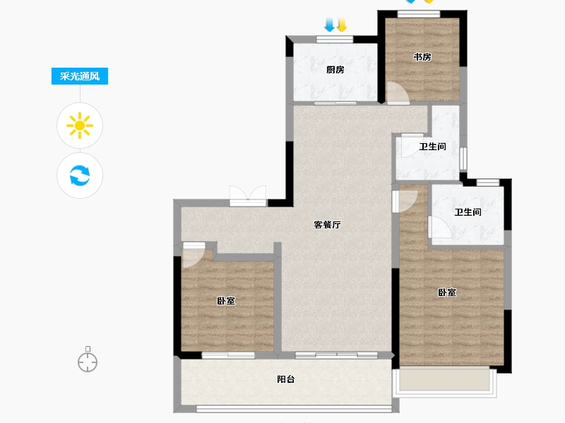 江苏省-常州市-旭辉铂悦天宁-97.60-户型库-采光通风