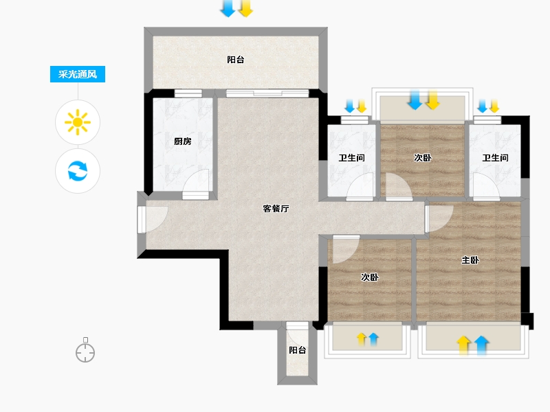 广西壮族自治区-南宁市-天健天境-67.46-户型库-采光通风