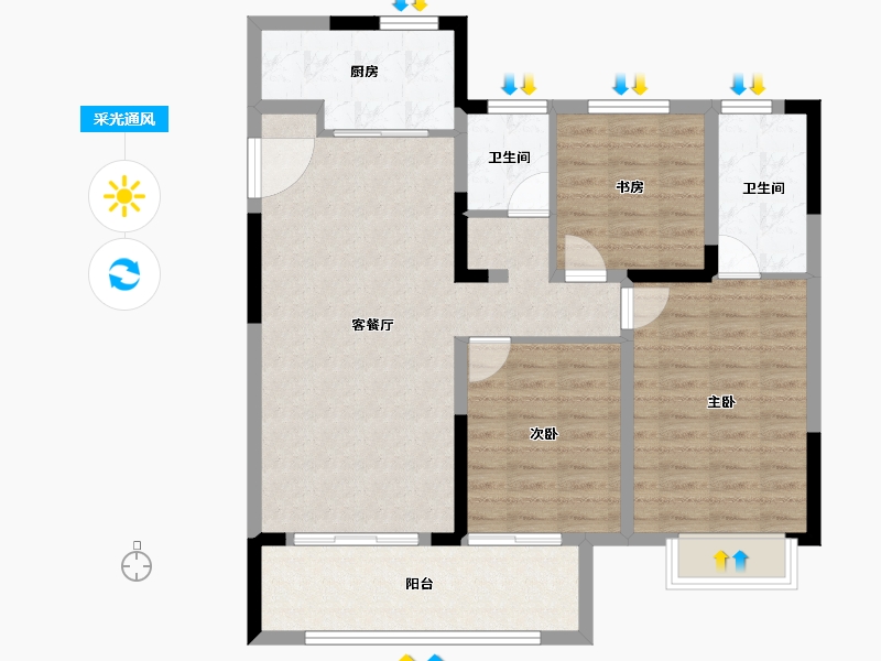 安徽省-合肥市-乐富强悦湖熙岸-93.76-户型库-采光通风