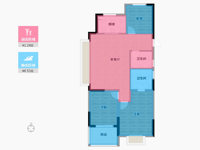 浙江省-杭州市-滨望之宸府-78.40-户型库-动静分区