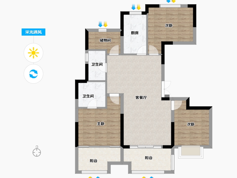 安徽省-合肥市-融侨天越-95.54-户型库-采光通风