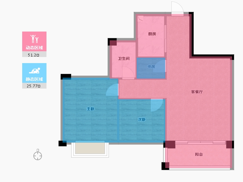 广西壮族自治区-南宁市-国田秋月蓝湾-67.20-户型库-动静分区