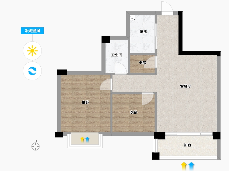 广西壮族自治区-南宁市-国田秋月蓝湾-67.20-户型库-采光通风