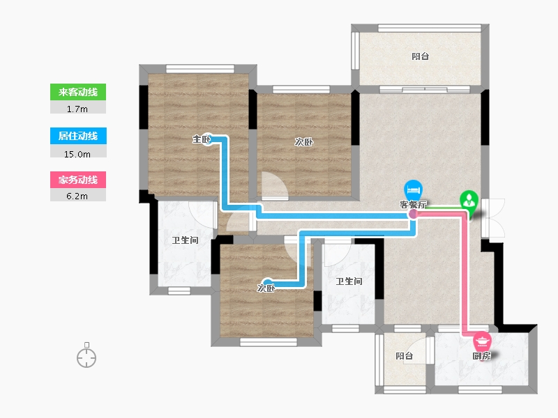 四川省-南充市-阳光凤栖澜湾-85.00-户型库-动静线