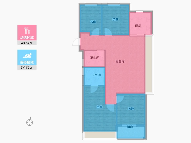 浙江省-杭州市-中梁沐宸院-95.20-户型库-动静分区