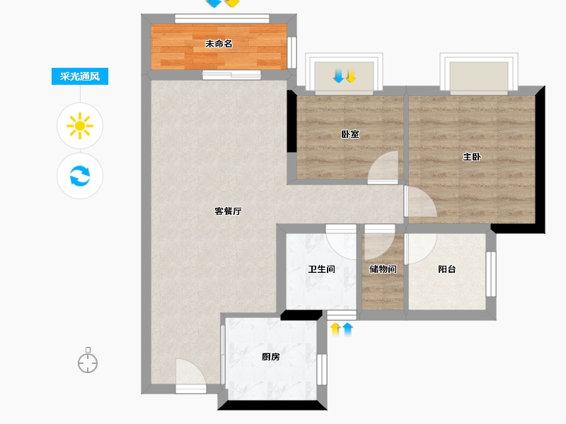 广东省-广州市-中建弘阳德信·湾璟壹号-62.40-户型库-采光通风