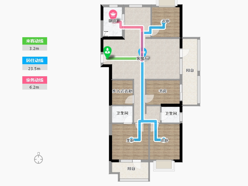 湖北省-黄石市-黄石当代满堂悦小区-108.63-户型库-动静线