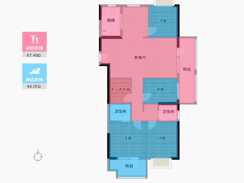 湖北省-黄石市-黄石当代满堂悦小区-108.63-户型库-动静分区