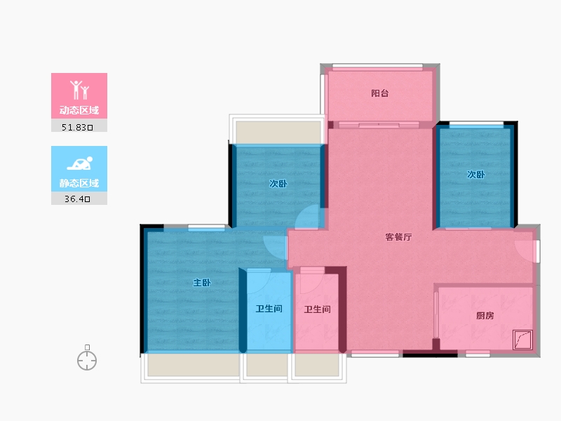 广东省-江门市-碧桂园山水豪园·凤凰郡-78.40-户型库-动静分区