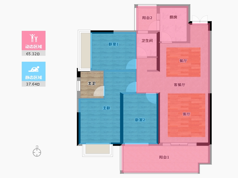 贵州省-贵阳市-中铁尚和锦城-96.36-户型库-动静分区