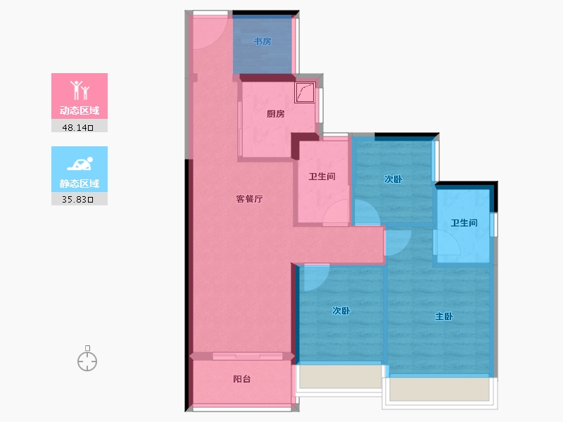 广东省-广州市-中建·鄂旅投岭南悦府-71.51-户型库-动静分区