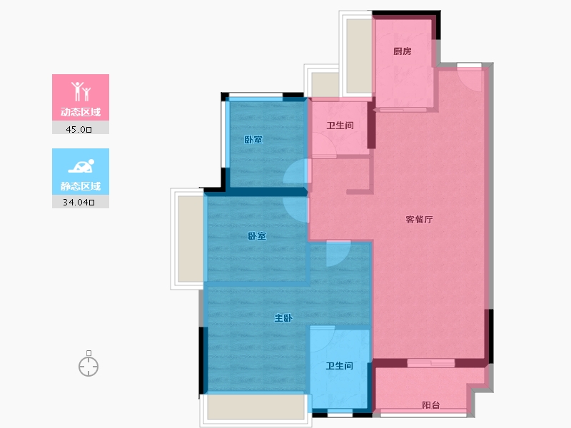 广东省-广州市-香江悦府-70.40-户型库-动静分区