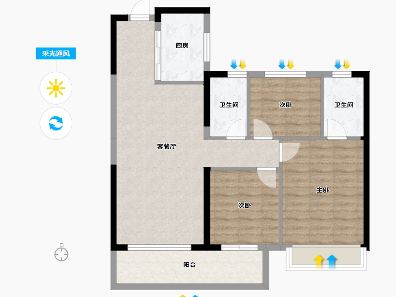 广西壮族自治区-南宁市-建发央玺-82.47-户型库-采光通风