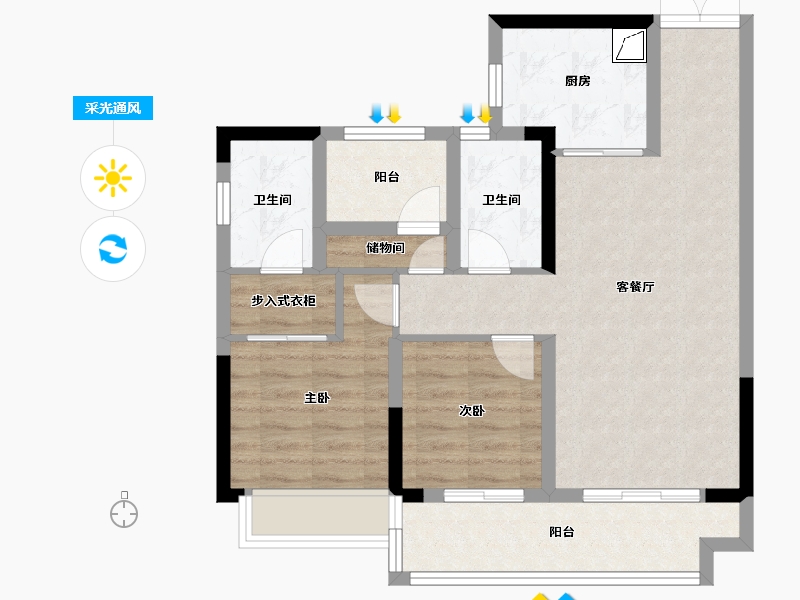 广东省-佛山市-中建壹品鄂旅投东湖学府-72.81-户型库-采光通风