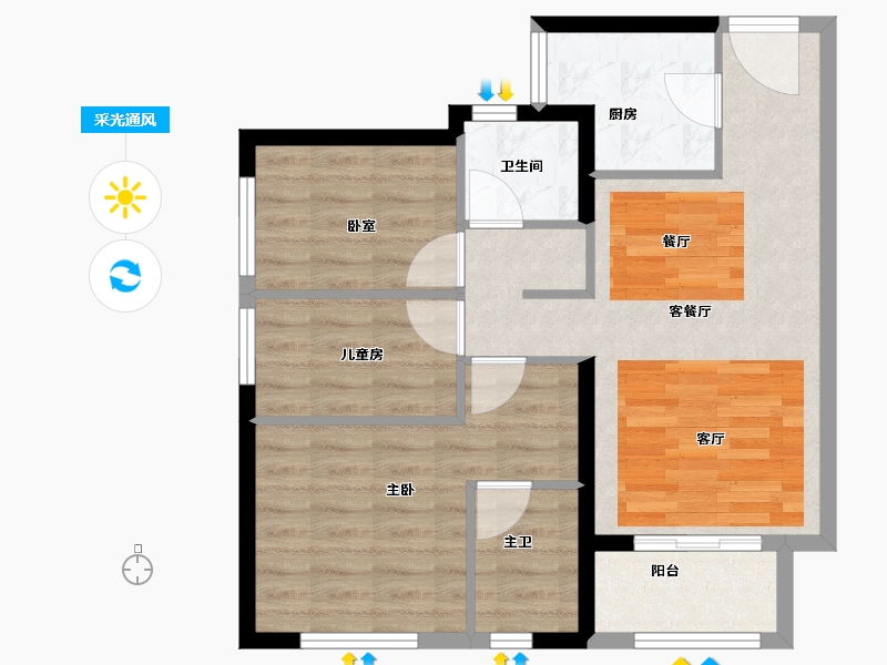 贵州省-贵阳市-万科麓山-71.00-户型库-采光通风