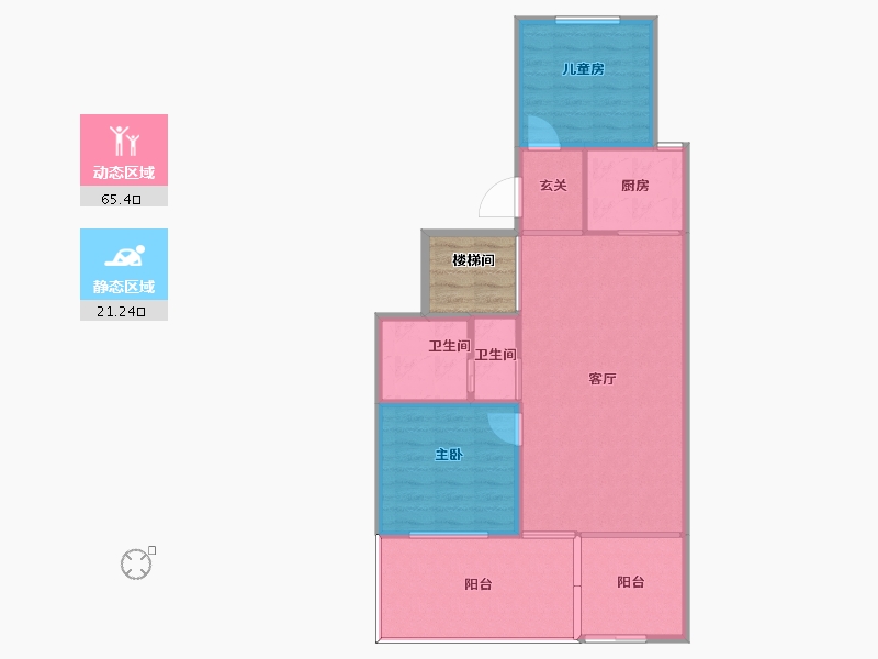 云南省-昆明市-阳光城·文澜公馆-72.59-户型库-动静分区