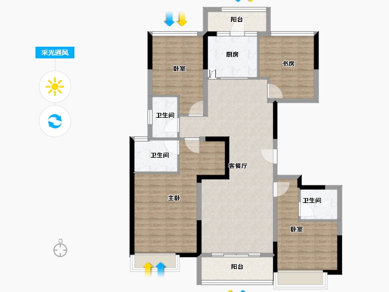 广东省-佛山市-华侨城云邸星悦-123.00-户型库-采光通风