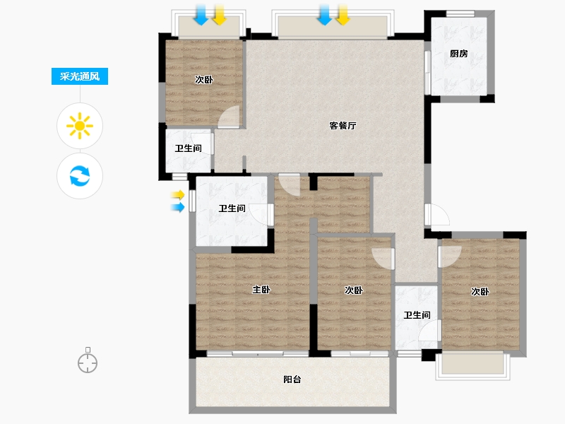 广西壮族自治区-南宁市-建发五象印月-128.81-户型库-采光通风