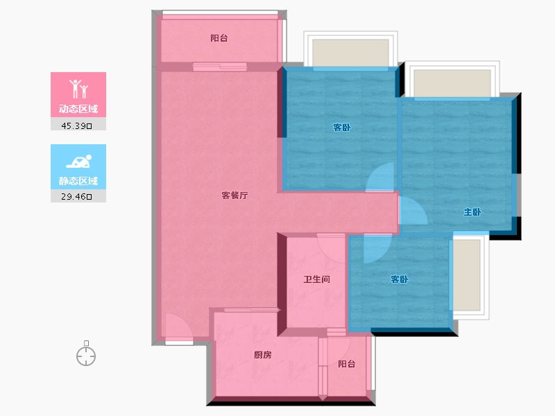 广东省-广州市-叠溪花园-66.40-户型库-动静分区