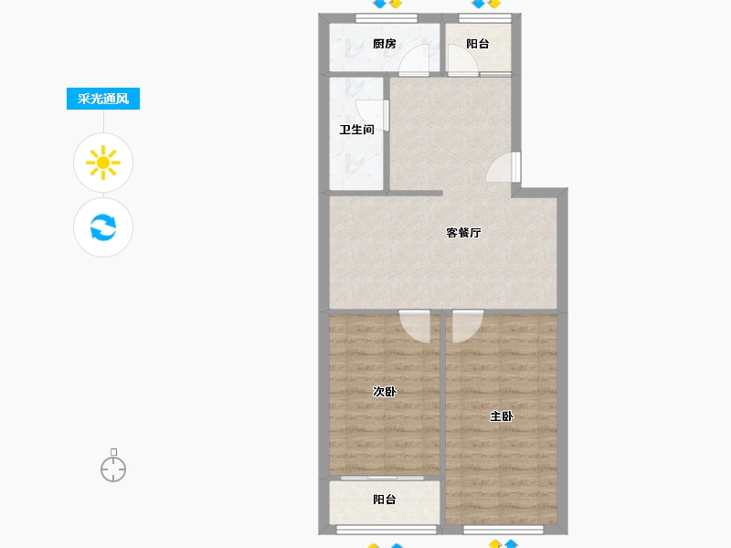 北京-北京市-望园东里-73.70-户型库-采光通风