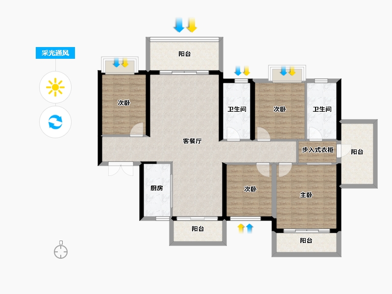 广西壮族自治区-南宁市-盛科城-131.01-户型库-采光通风