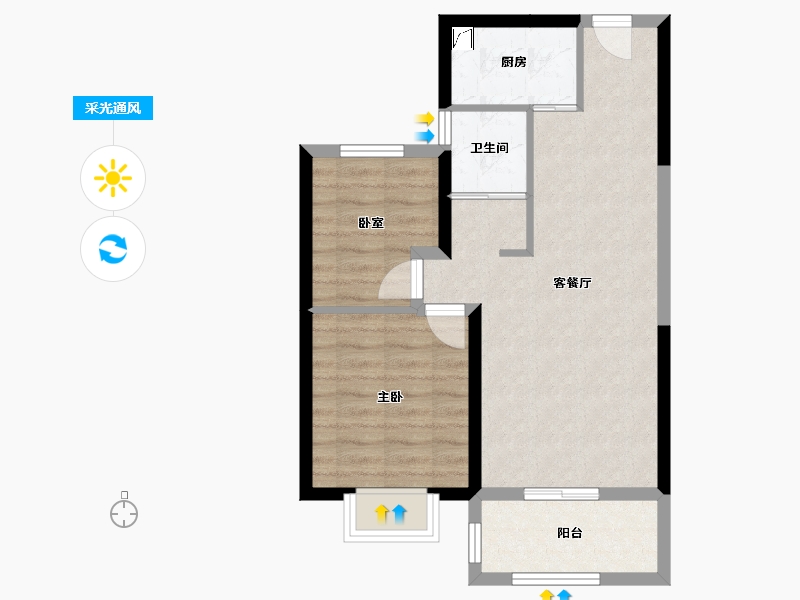 山西省-太原市-碧桂园云顶·云汇-60.03-户型库-采光通风