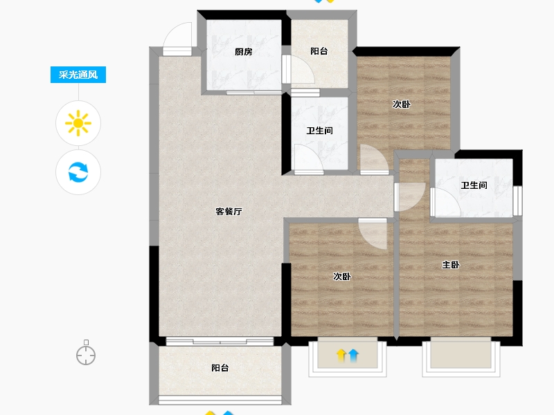 广西壮族自治区-南宁市-盛科城-74.16-户型库-采光通风