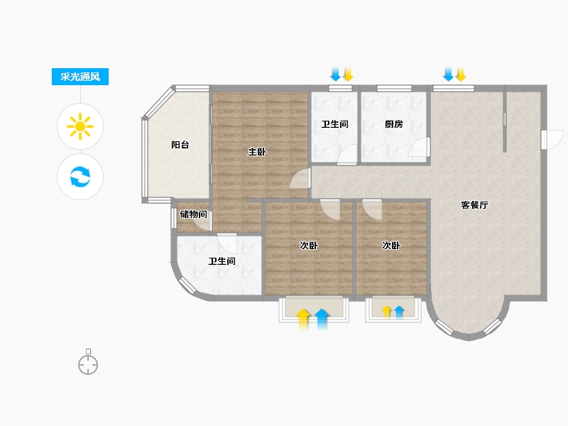 四川省-成都市-富临·沙河新城-132.00-户型库-采光通风