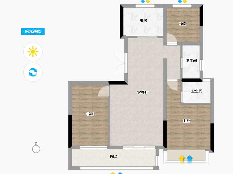 宁夏回族自治区-银川市-民生如院-105.00-户型库-采光通风