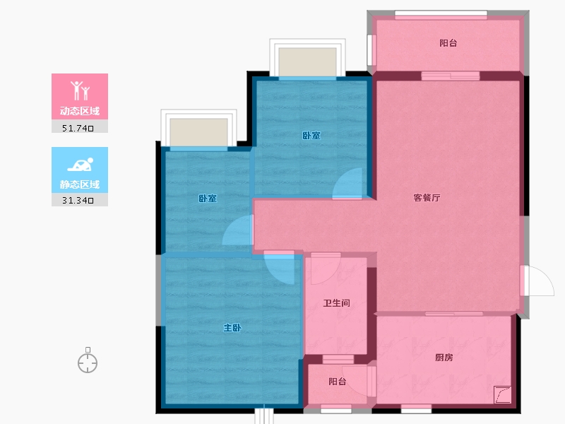 贵州省-贵阳市-贵阳恒大帝景-74.19-户型库-动静分区