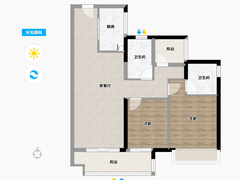 广东省-佛山市-美的云悦江山-78.77-户型库-采光通风