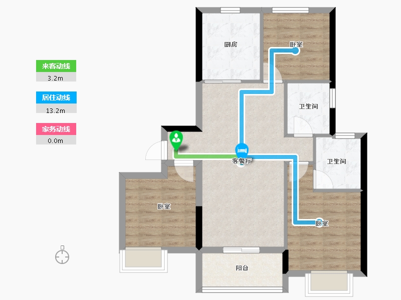 上海-上海市-大名城映晖-76.80-户型库-动静线