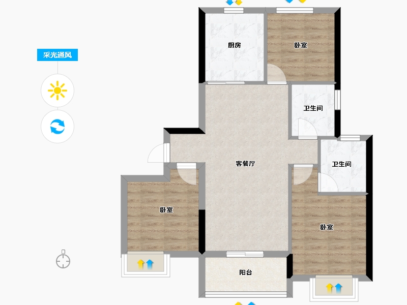 上海-上海市-大名城映晖-76.80-户型库-采光通风