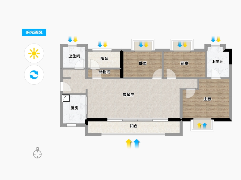 广东省-广州市-中建弘阳德信·湾璟壹号-85.94-户型库-采光通风