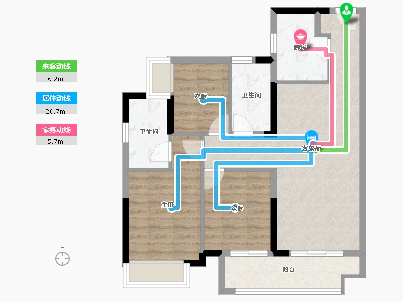 广东省-佛山市-绿城顺德杨柳郡-74.97-户型库-动静线