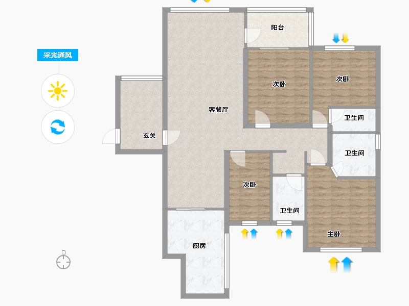 广西壮族自治区-百色市-碧园中央尊府-128.00-户型库-采光通风