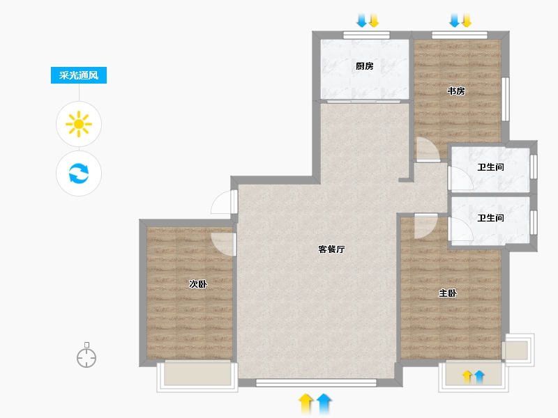 辽宁省-盘锦市-中天华府-141.00-户型库-采光通风