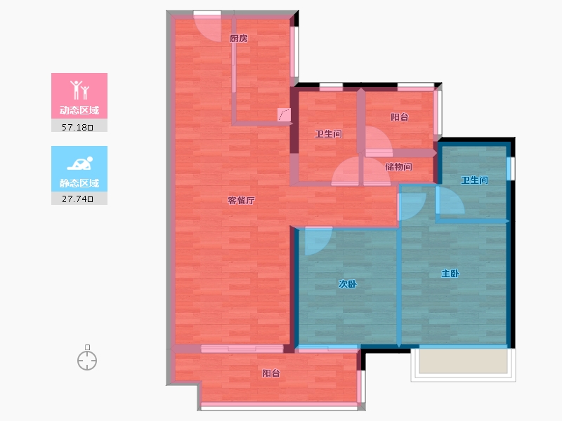 广东省-佛山市-美的云悦江山-75.73-户型库-动静分区