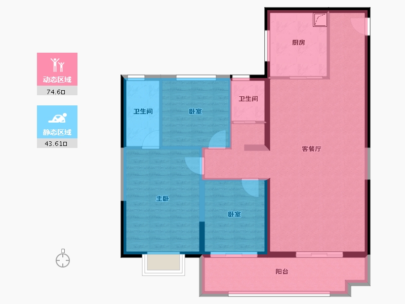 山西省-太原市-碧桂园云顶·云汇-106.85-户型库-动静分区