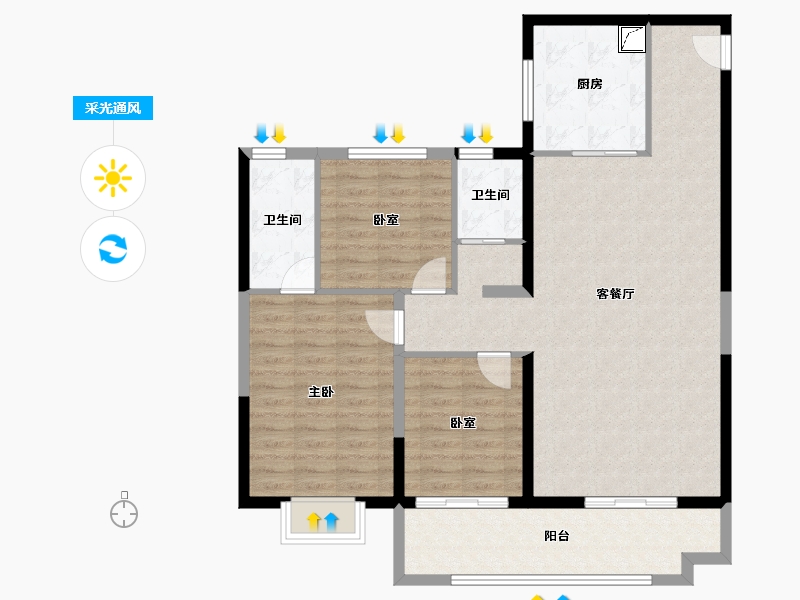 山西省-太原市-碧桂园云顶·云汇-106.85-户型库-采光通风