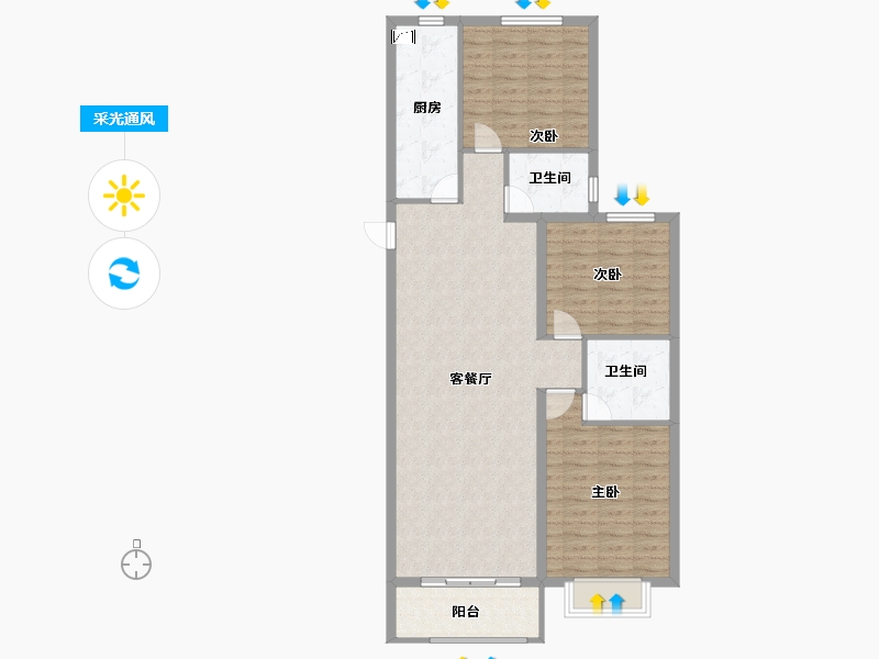 山西省-太原市-汾河明珠-102.50-户型库-采光通风