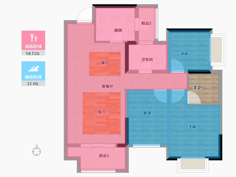 贵州省-贵阳市-新城玺樾台-85.60-户型库-动静分区