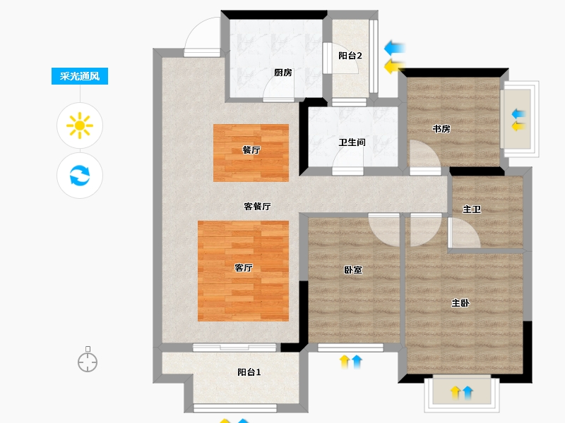 贵州省-贵阳市-新城玺樾台-85.60-户型库-采光通风