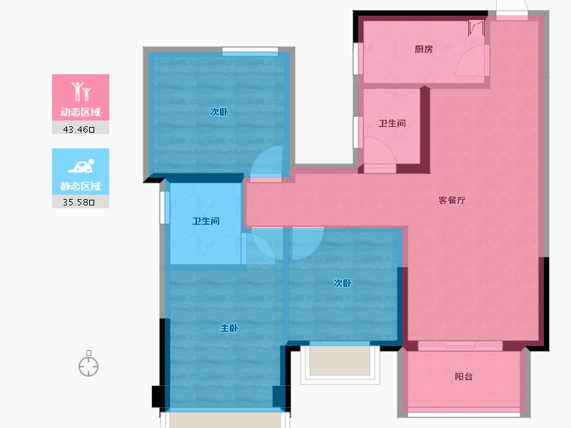 广西壮族自治区-南宁市-荣和五象院子-69.73-户型库-动静分区