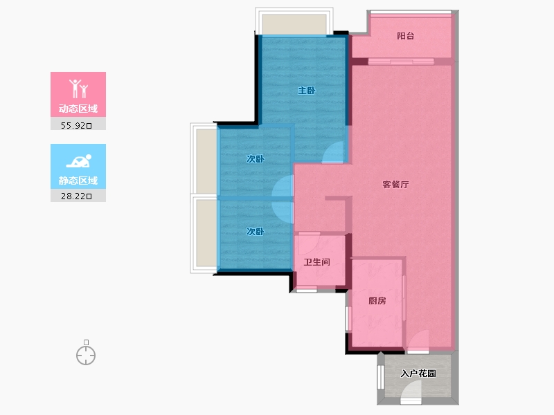 广东省-佛山市-绿城顺德杨柳郡-79.77-户型库-动静分区