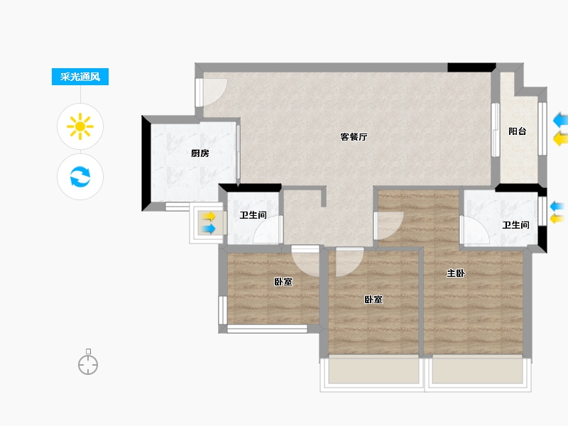 广东省-广州市-香江悦府-70.40-户型库-采光通风