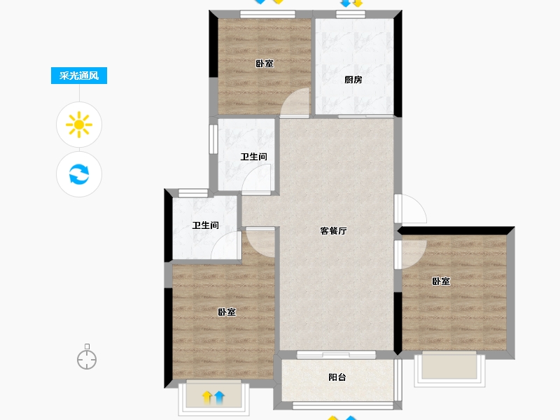 上海-上海市-大名城映晖-76.00-户型库-采光通风