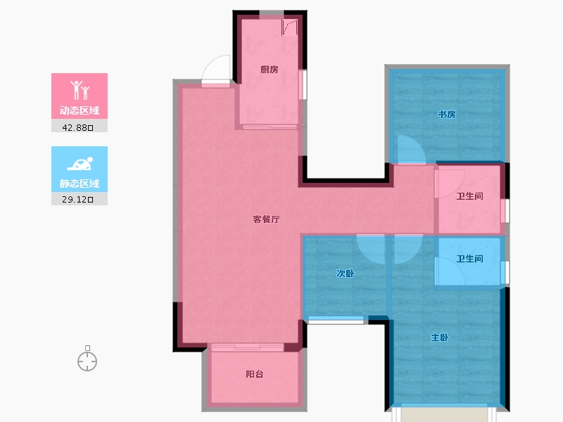 广西壮族自治区-南宁市-融创江南书院-64.05-户型库-动静分区