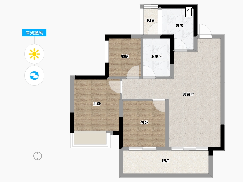 广西壮族自治区-南宁市-九宸府-65.65-户型库-采光通风